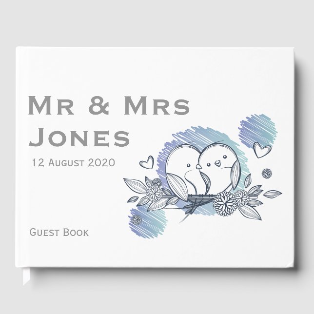 Lovebirds Wedding Guest Book (Customisable) (Front)