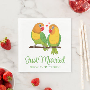 Lovebirds Wedding Love Birds Wedding Just Married Napkin