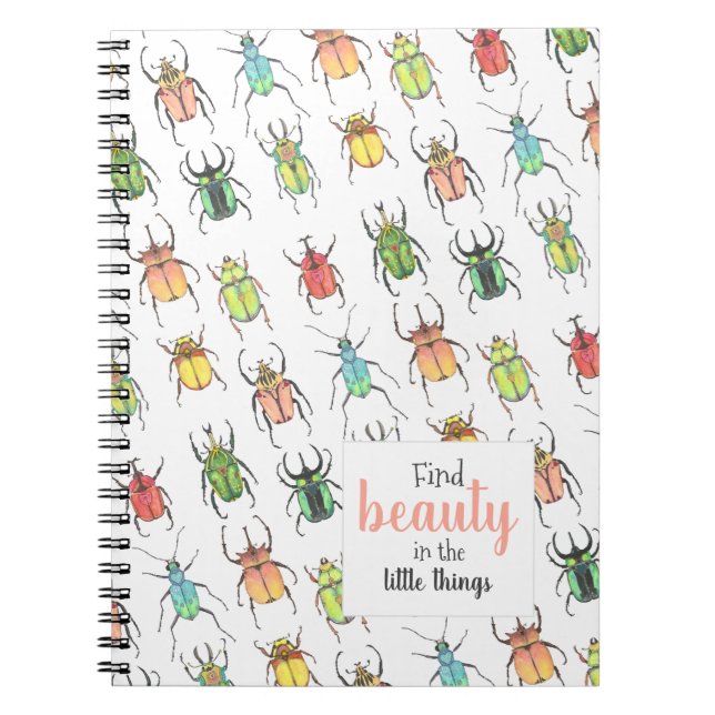 Lovebug Beetle Pattern with Quote Notebook (Front)