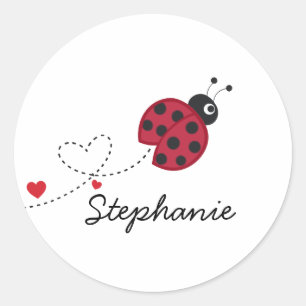 Lovebug ladybug Name  Back to School  Classic Round Sticker