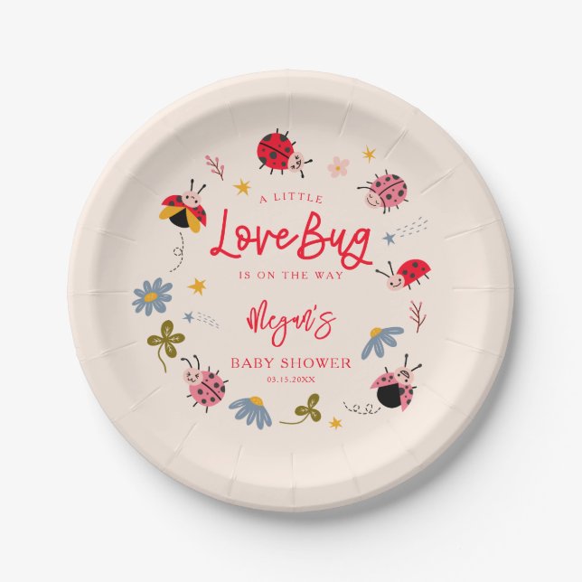 Lovebug Summer Baby Shower Paper Plate (Front)