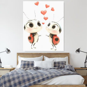 Lovebugs in the Air – Cute Ladybug Couple Wall Art