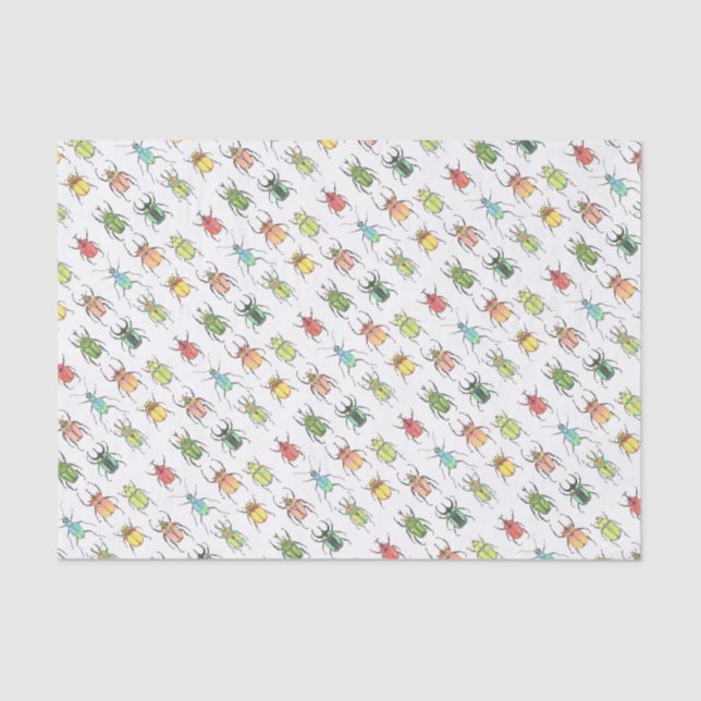 Lovebugs Watercolor Beetles Pattern Tissue Paper (Front)