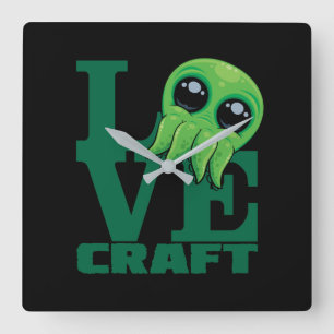Lovecraft Baby Cthulhu Design – Spooky Cute Love Square Wall Clock