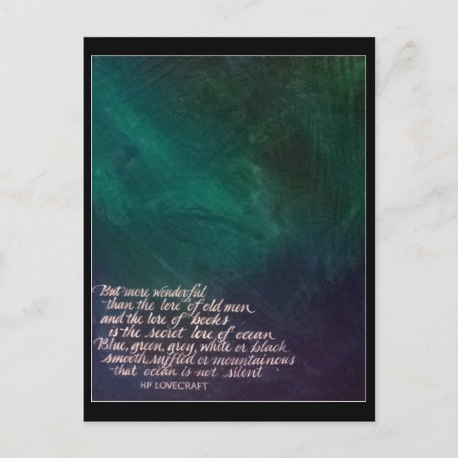 Lovecraft Lore of Ocean Painting Calligraphy Postcard (Front)