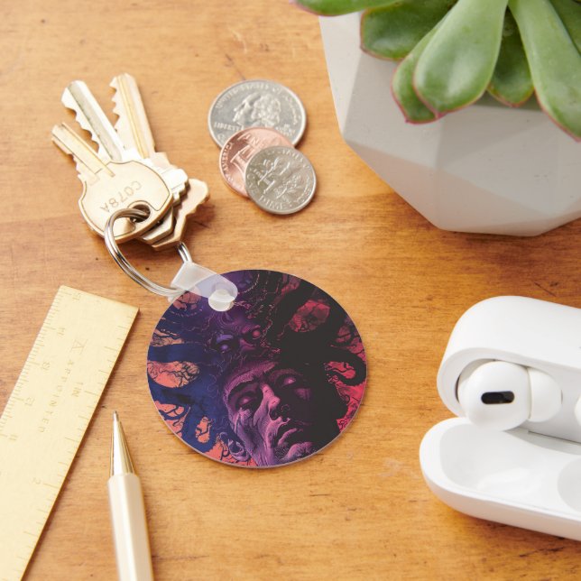 Lovecraftian Dark Fantasy Key Ring (Desk)