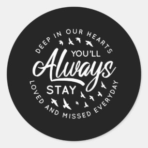 Loved and missed memorial classic round sticker