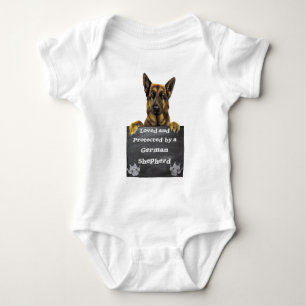 Loved and Protected by a German Shepherd Baby Bodysuit