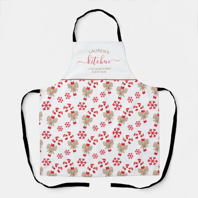 Loved Baked In Candy Cane Red Holiday Apron (Front)