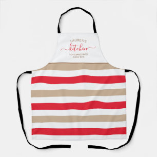 Loved Baked In Red and Tan Striped Apron