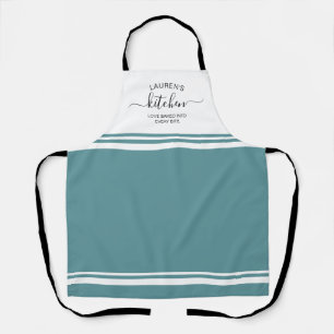 Loved Baked In Teal Turquoise French Stripe Apron