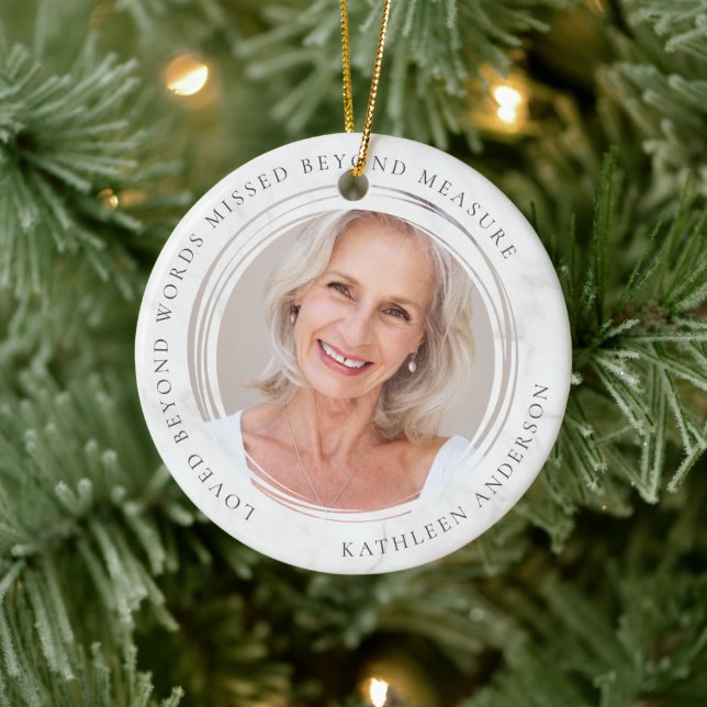 Loved Beyond Words Missed Beyond Measure Photo Ceramic Tree Decoration (Tree)