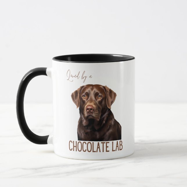 Loved By A Chocolate Lab Labrador Dog Mom Dog Dad Mug (Left)
