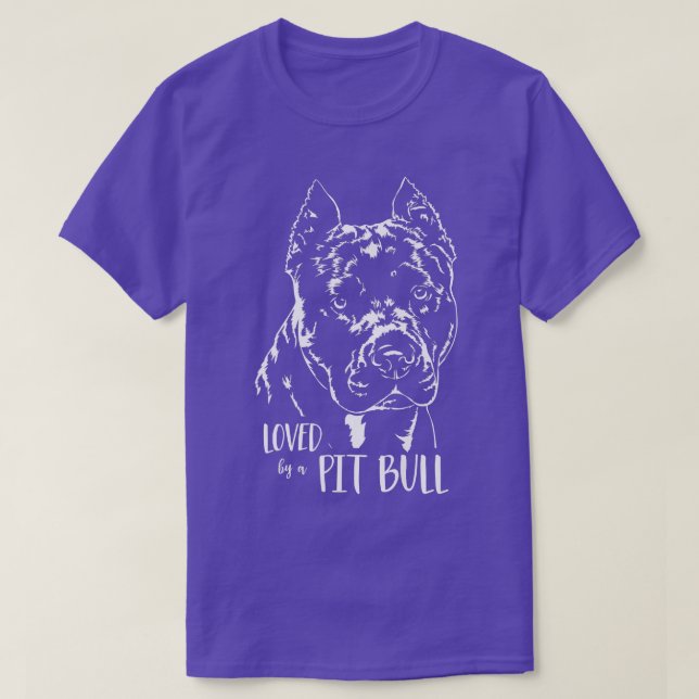 Loved by a Pit Bull dog mom dog saying Premium T-S T-Shirt (Design Front)