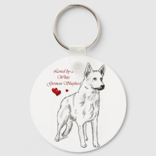 Loved By A White German Shepherd Key Ring