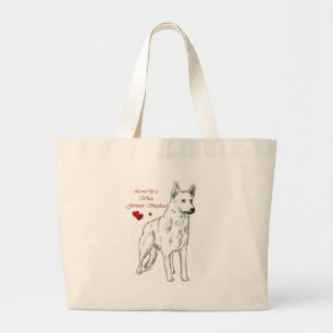 Loved By A White German Shepherd Large Tote Bag