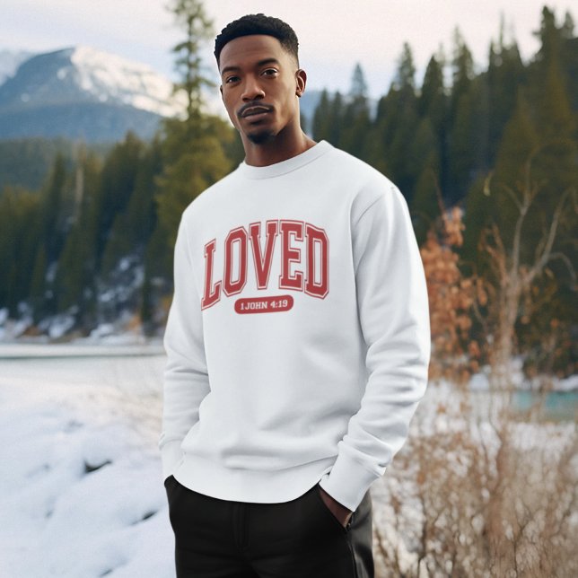 LOVED BY CHRIST Valentine Scripture Men's White  Sweatshirt (Creator Uploaded)