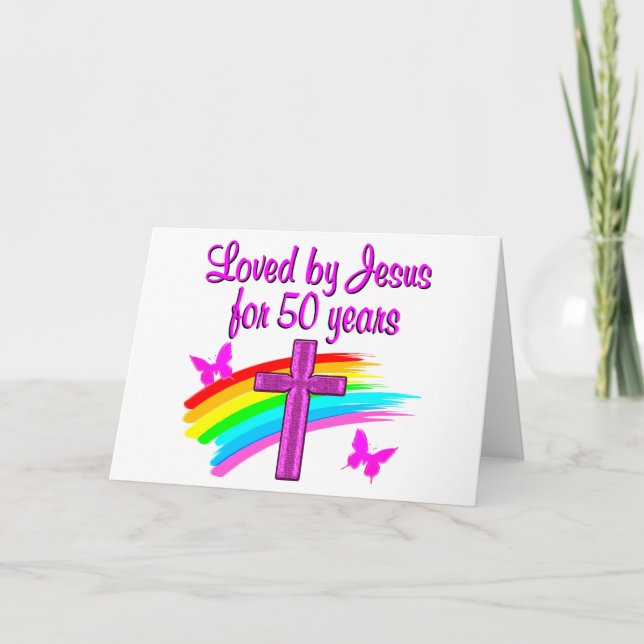 LOVED BY GOD 50TH BIRTHDAY DESIGN CARD (Front)