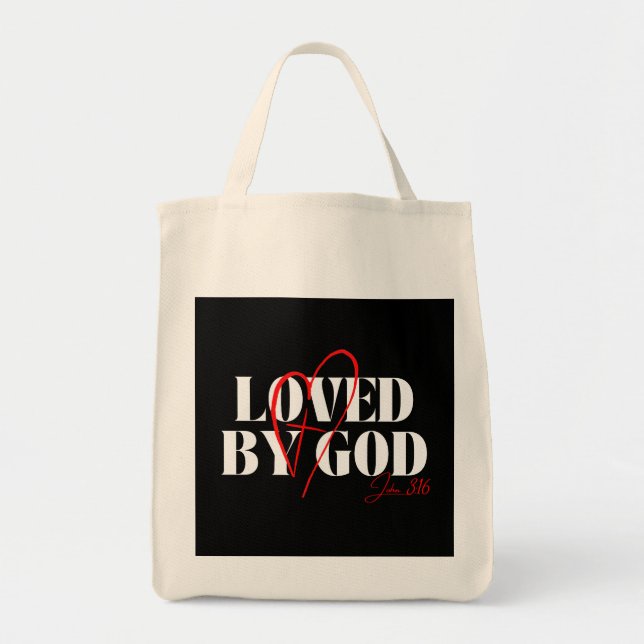 Loved by God – John 3:16 Tote Bag (Front)