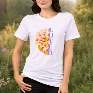 Loved by God Orange Zinnia Floral Christian Tri-Blend Shirt