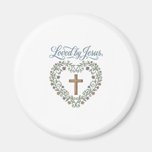 Loved by Jesus Floral Cross Christian T-Shirt Desi Magnet