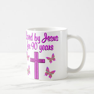 LOVED BY JESUS FOR 90 YEARS COFFEE MUG
