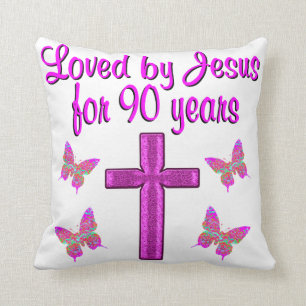 LOVED BY JESUS FOR 90 YEARS CUSHION