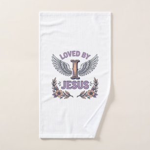 Loved By Jesus Vintage Christian Floral T-Shirt De Hand Towel
