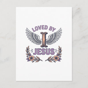 Loved By Jesus Vintage Christian Floral T-Shirt De Postcard