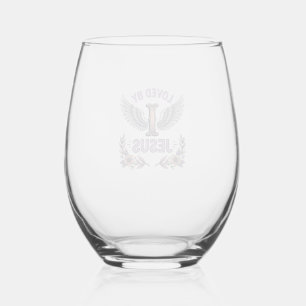 Loved By Jesus Vintage Christian Floral T-Shirt De Stemless Wine Glass
