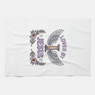 Loved By Jesus Vintage Christian Floral T-Shirt De Tea Towel