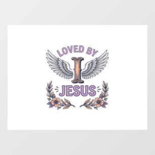 Loved By Jesus Vintage Christian Floral T-Shirt De Window Cling