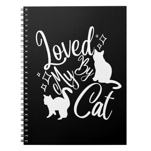 Loved By My Cat In White  Notebook (Front)