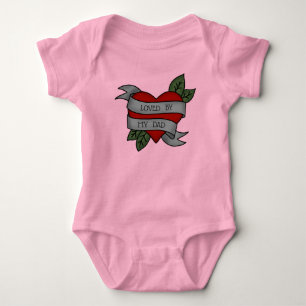 LOVED BY MY DAD - Heart-sash tattoo Baby Bodysuit