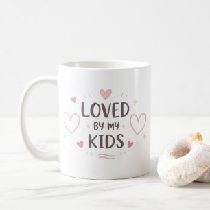Loved By My Kids Mug Pink Heart Coffee Cup