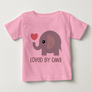 Loved By Oma Heart Elephant Baby T-Shirt