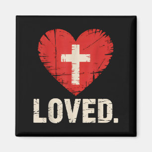 Loved Cross Heart Christian Valentines Day Magnet
