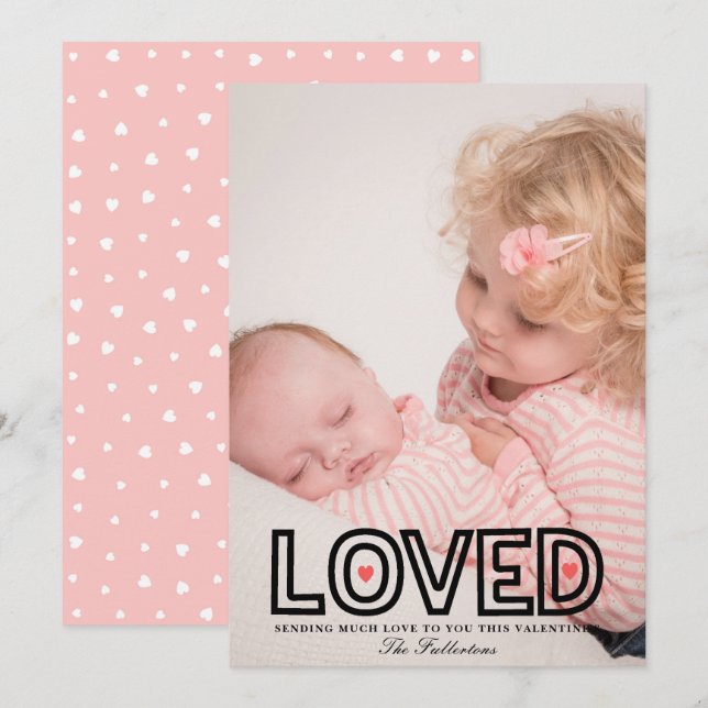 Loved Cute Valentines Day Photo Card (Front/Back)
