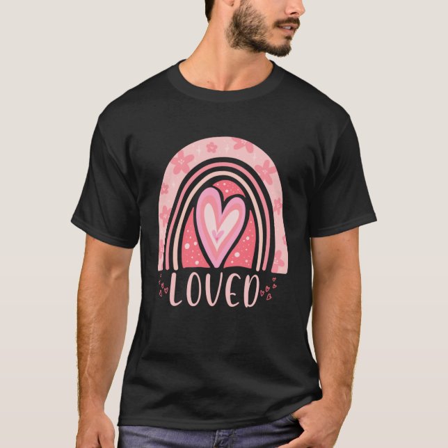 Loved for Women and Girls Love Boho Rainbow T-Shirt (Front)