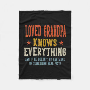 Loved grandpa knows everything father's day retro fleece blanket