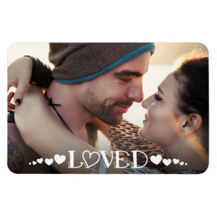 LOVED Hearts Typography Photo Magnet