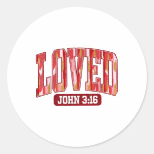 Loved John 3 16 Christian Loves Valentines Day _1  Classic Round Sticker
