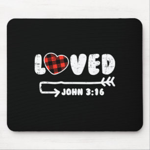 Loved John 3_16 Heart Valentines Day Bible Christi Mouse Mat