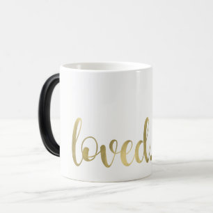 Loved. Modern Trendy Script Typography Type Gold Magic Mug