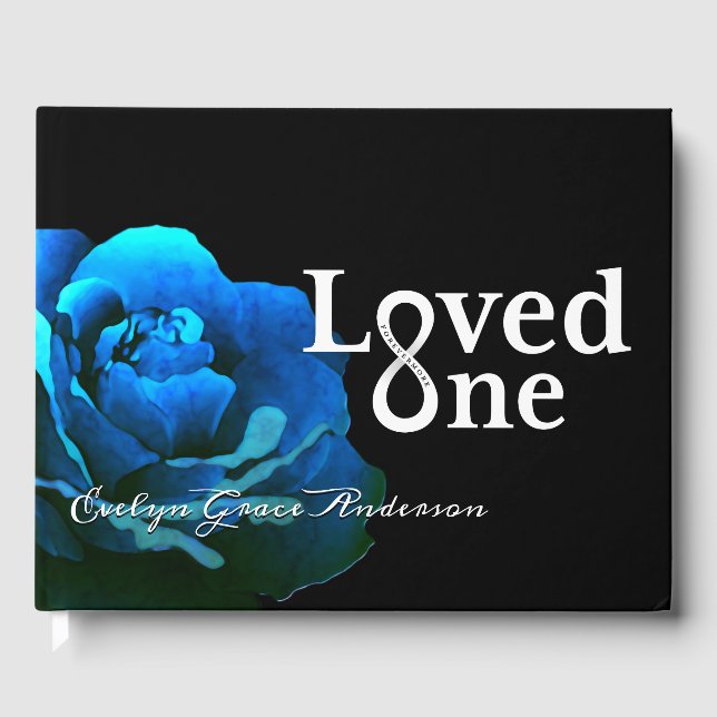 Loved One Blue Rose Memorial Service Guest Book (Front)
