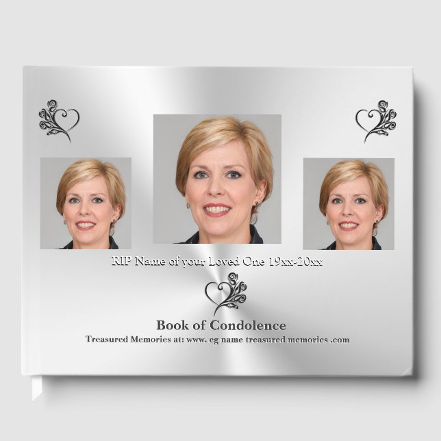 Loved One, Heart and Roses - Condolence Book (Front)