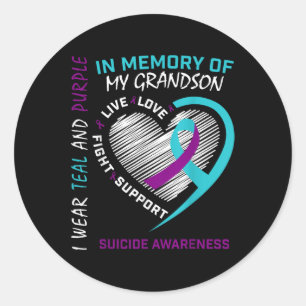 Loved One In Memory Of Grandson Suicide Awareness Classic Round Sticker
