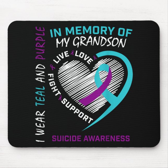 Loved One In Memory Of Grandson Suicide Awareness  Mouse Mat (Front)