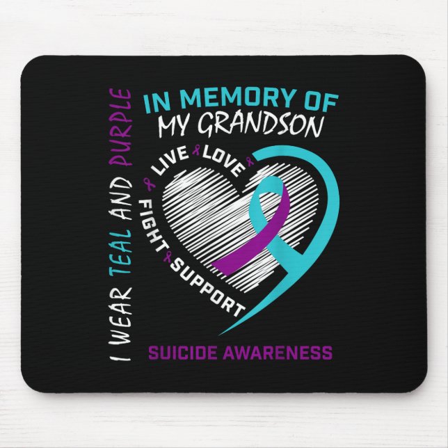 Loved One In Memory Of Grandson Suicide Awareness  Mouse Mat (Front)