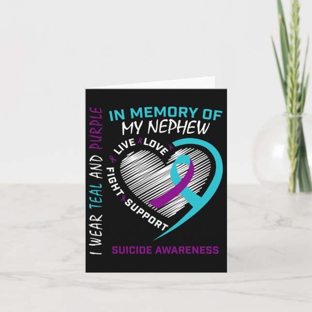 Loved One In Memory Of Nephew Suicide Awareness Pr Card (Front)